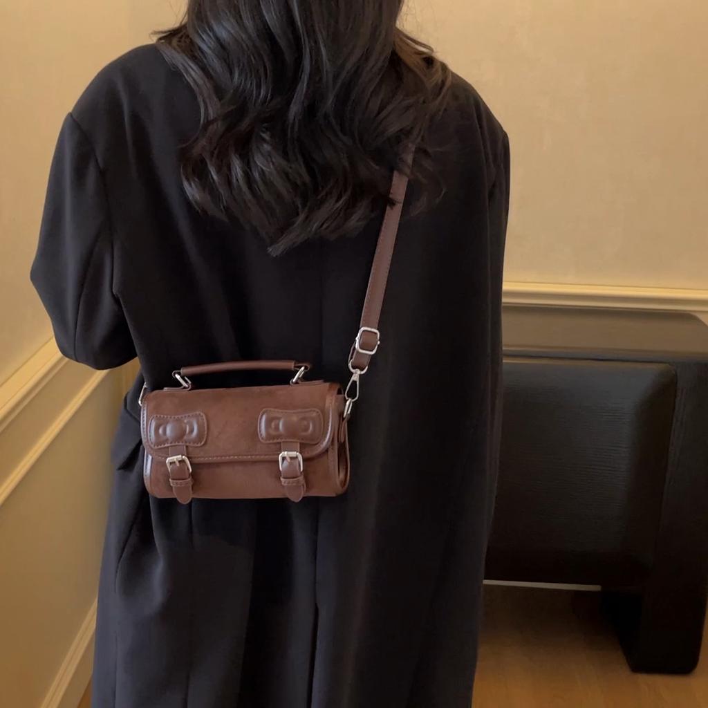 Autumn new retro British saddle messenger bag women's bag niche high-end simple shoulder small square bag