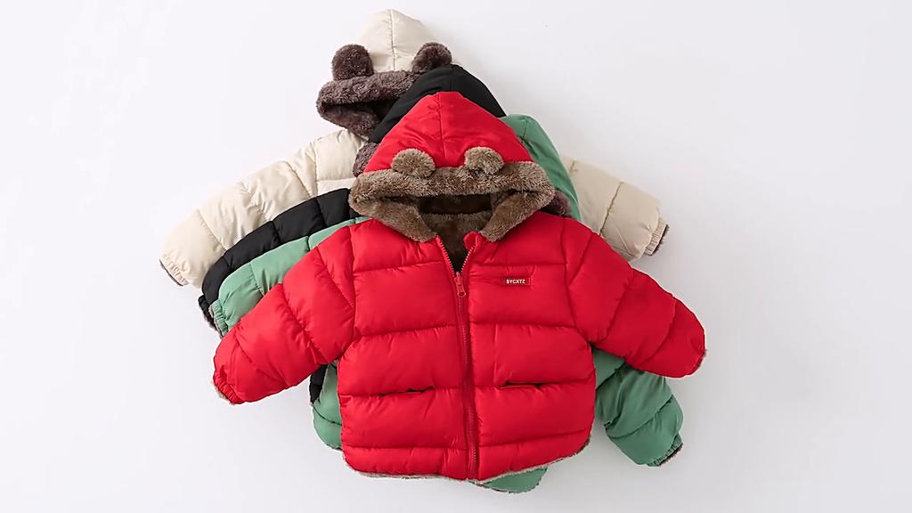 Children's Down Jacket Thickened Cotton-Padded Clothes Casual Hooded Fleece-Lined Children's Clothing