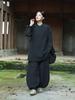 Johnature Women Chinese Style Stand Long Sleeve Plush Warm Winter Solid Color Button Tops