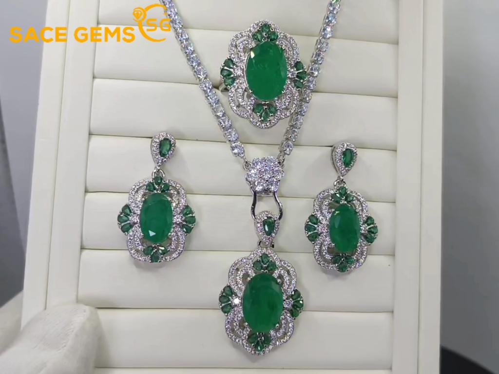 Sace Gems Clássico liga de cobre zircão anel brincos pingente colar conjuntos de jóias presentes festa de casamento