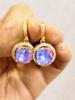 Luxury Purple Shiny Round Dangle Earrings for Women Fashion Cubic Zirconia Earrings Jewelry Party Accessories