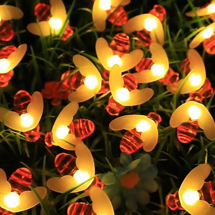 Led bee string simulation light string 1.5-12m 8 mode outdoor courtyard garden fence party christmas new year wedding decoration