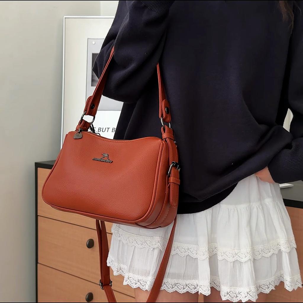 Women's PU Shoulder Bag Vintage Middle-aged Mother Bag Commuter Crossbody Bag