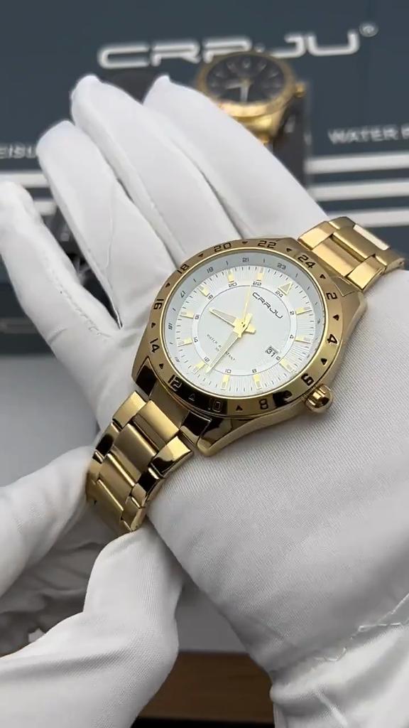 CRRJU New Watch 5007 Men's Watch Stainless Steel Strap Simple Business Watch