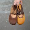 Johnature Genuine Leather Shallow Flats Breathable And Non Slip Soft Sole Retro Mixed Colors Women's Shoes