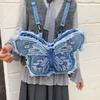 Bestickter Schmetterling Denim Rucksack Damen Schulter Crossbody Tasche
