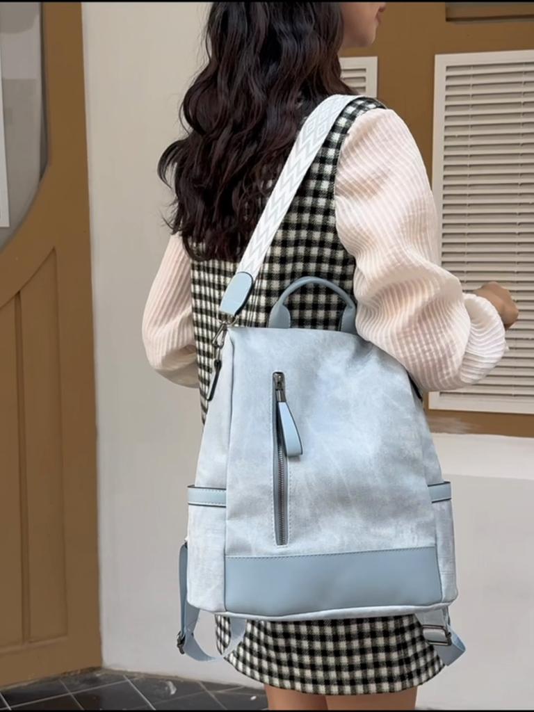 Plecak Damski Plecak o Dużej Pojemności z Miękkiej Skóry