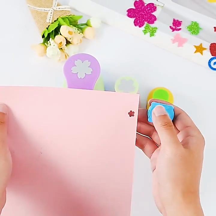 10pcs Hole Puncher Different Patterns Easy Operation Multifunctional Portable Punch Craft Set