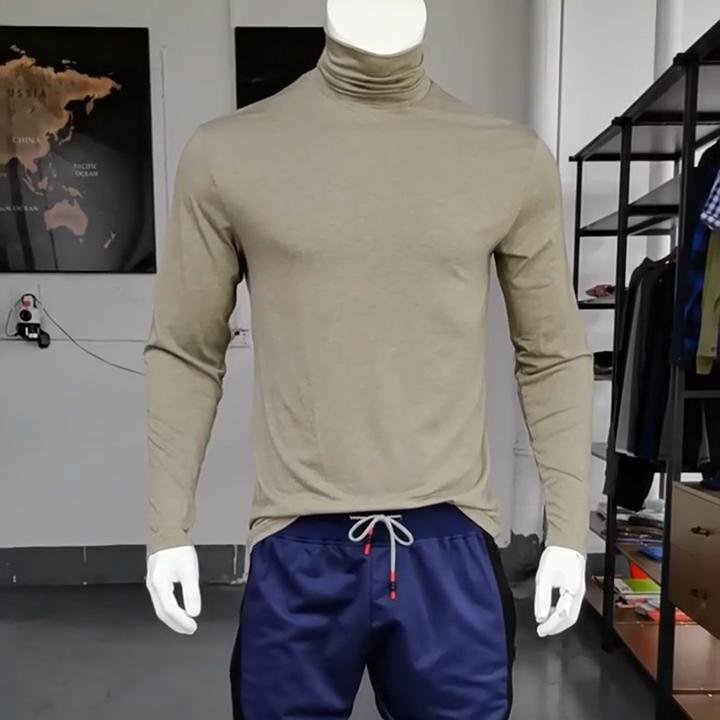 Męska koszula na jesień i zimę w stylu europejskim i amerykańskim, z długim rękawem, sportowa, fitnessowa, jednolita, z wysokim kołnierzem