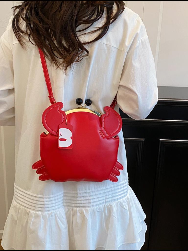 Damen Krabben Schultertasche - Verstellbarer Schultergurt, Glänzende rote krabbenförmige Clutch, Lustige Tier-Umhängetasche, Leicht, Modisch und kreativ