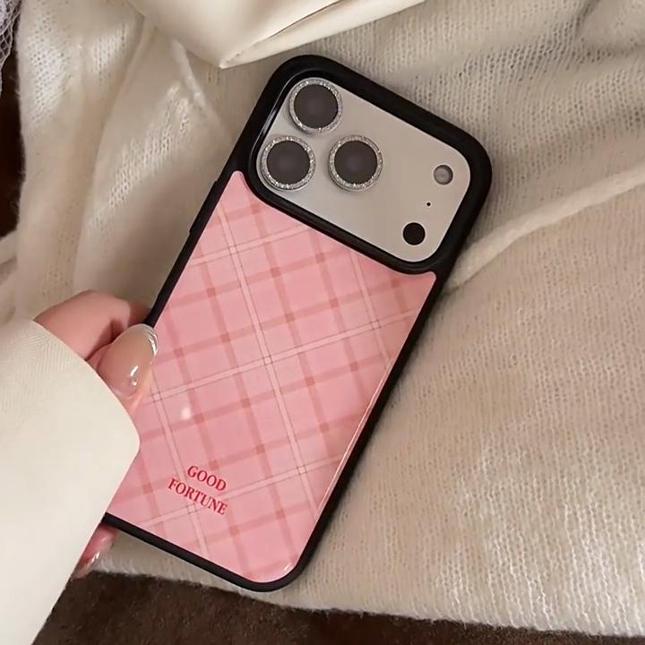 Funda para teléfono con estampado de cuadros rosas para iPhone 16, iPhone 17 y iPhone 17 Pro Max