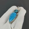 Natural Sleeping Beauty Turquoise, Blue Topaz Gemstone Silver Pendant In 925 Sterling Silver - Handmade Design, Everyday Wear Jewelry Gift For Her