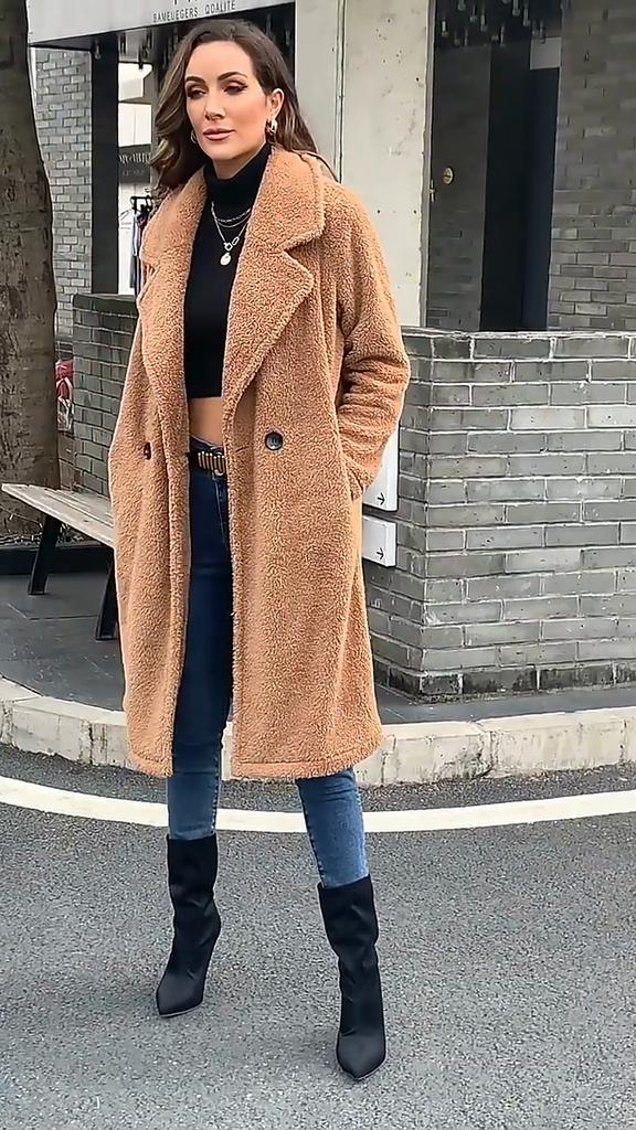 Casual Fashion Warm Jacket Female Fur Coat Classic Solid Color Coat Ladies Winter Plush Coat