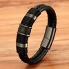 Popular Braided Leather Rope Special Style Classic Stainless Steel Men's Leather Bracelet Double-layer Design