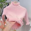 Fleece Knit Sweater for Girls Autumn Winter with Corded Trim, Fleece Lining, Base Layer, High Neck, Knitted Pullover