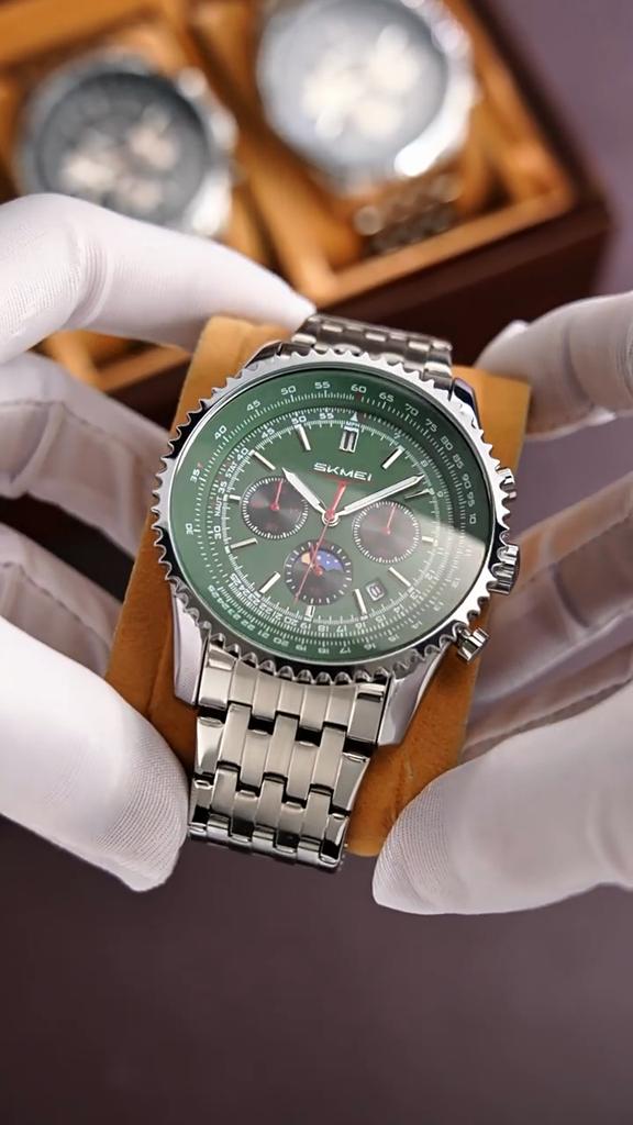 Mens Watch Chronograph Stainless Steel Band Date Mens Business Male Watches Waterproof Luxuries Men Wrist Watches for Men