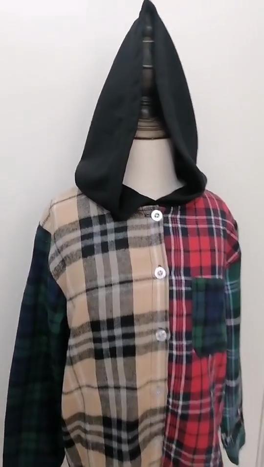 Spring New Children's Shirt Jacket 7-12 Long Sleeve Color Blocking Unisex Children's Top