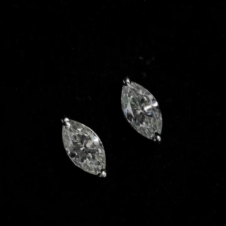 925 Starling Silver 10.5 Ct Synthetic Moissanite CERTIFIED Marquise Earring Pair MY.ER-26-NS