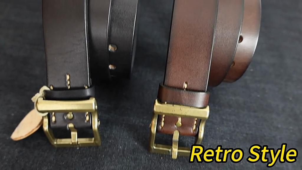 Čistě ručně vyráběný pásek z pravé kůže, zesílená hovězí kůže, pánský módní retro všestranný pásek z pravé kůže