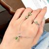 S925 Sterling Silver Necklace Women's High-end Design Sense Natural Crystal Stone Olivine Topaz Six-claw Jewelry Set Women