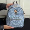 Hello Kitty Leopard Pattern Pu Backpack With Vintage Design And Spacious Storage For Casual Outings