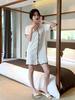 Women’s Sexy Short Sleeve Princess Style Satin Ice Silk Shirt Nightgown Spring Summer Autumn Sleepwear