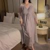 Women’s Long Ice Silk Nightdress Sexy Backless Sleep Dress Push-Up Padded Mesh Cami Sleepwear