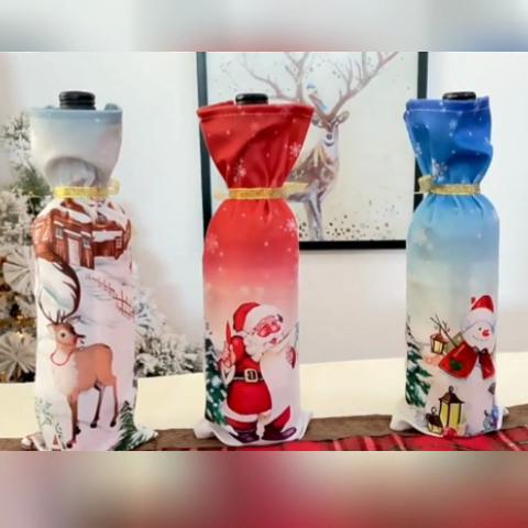 Rok Vianoce Fľaša na víno Prachový obal vrecko Santa Claus Noel Výzdoba jedálenského stola Vianočné dekorácie pre domácnosť