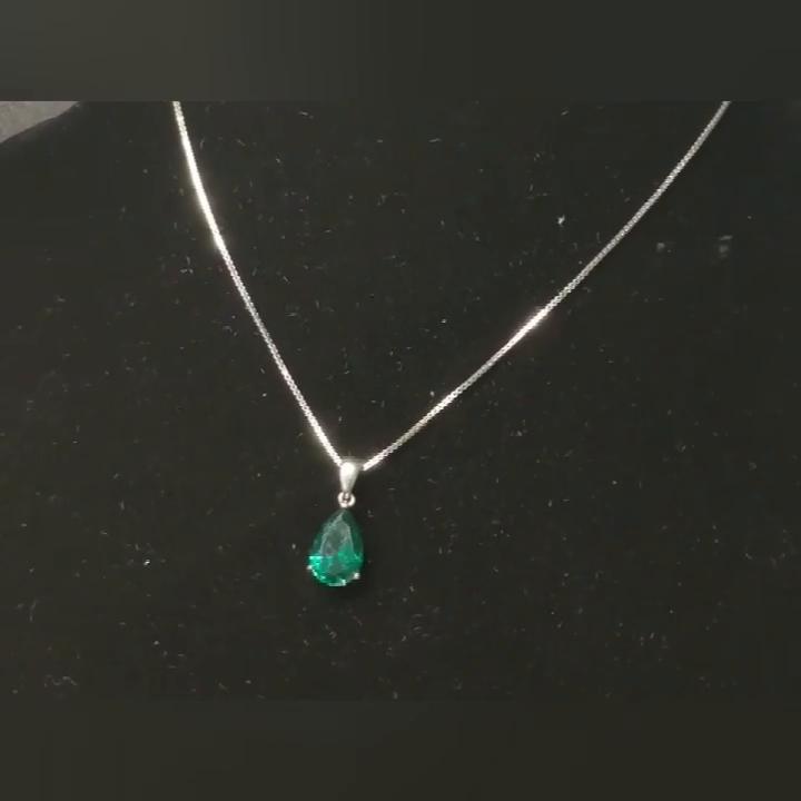 UMCHO Pendant Necklace for Women Nano Russian Simulated Emerald Gemstone Zircon Chain Necklace for Women