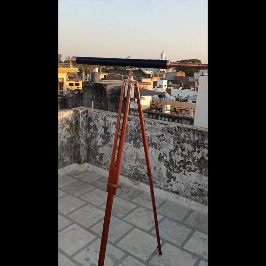 Nautical Brass Spyglass Telescope with Wooden Tripod - 39 Inch