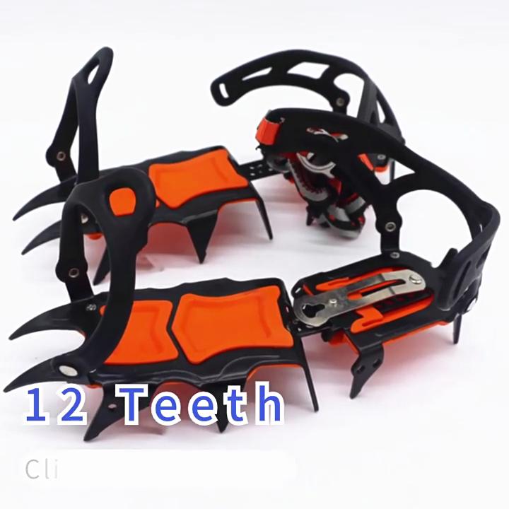 12 Teeth Ice Shoes   Crampons with   Straps, Snow Traction Clts for Climbing, Ski Mountaineering, Glacier Hiking and More, US 6-13.5 ,