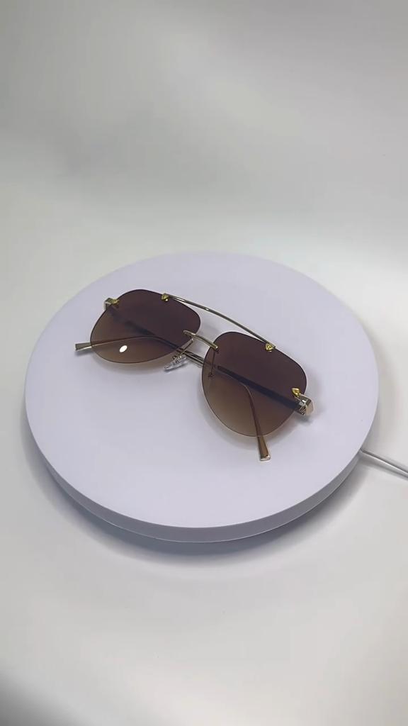 Vintage Rimless Alloy Aviation Pilot γυαλιά ηλίου για άνδρες Γυαλιά ηλίου ντεγκραντέ Γυναικεία Μεταλλικές Οβάλ Αποχρώσεις Μαύρο Καφέ