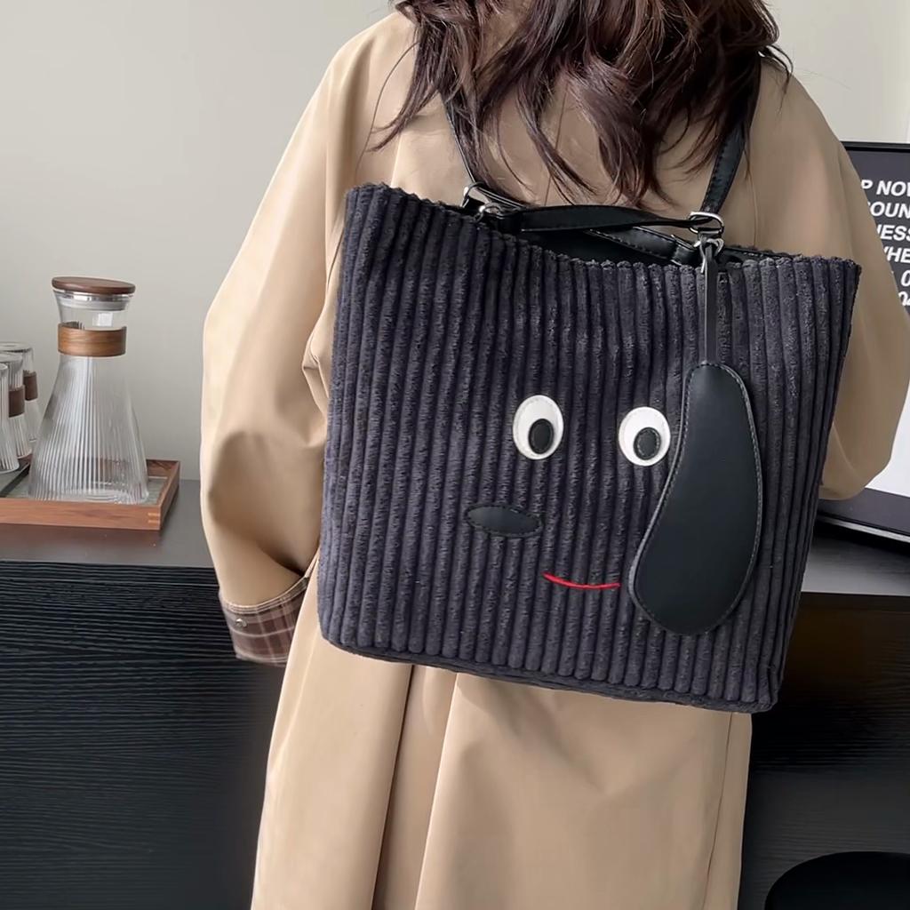 Corduroy Tote Bag Women's Shoulder Bag Large Capacity Multi-Function Backpack