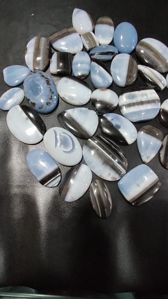 Natural Blue Opal Cabochon, Blue Opal Cabs Gemstone, Loose Gemstone Lot, Mix Shape And All Size Cabochon.