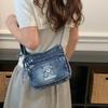 Denim Small Square Bag Embroidered Mobile Phone Bag Women's Shoulder Crossbody Bag