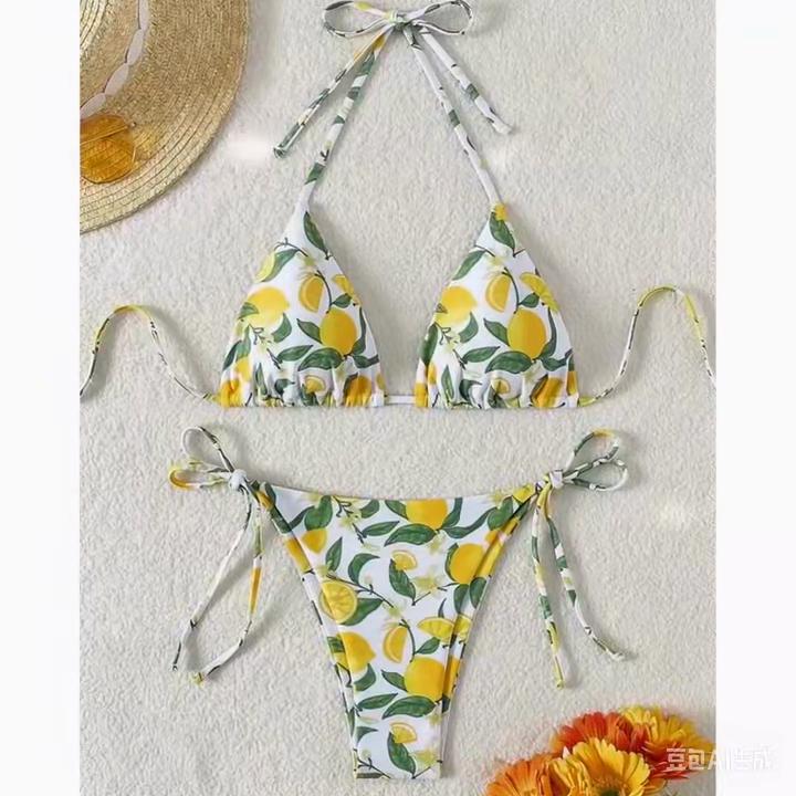 New European and American Style Solid Color Sexy Lace-Up Hot Girl Style Fashionable Bikini Swimwear for Women