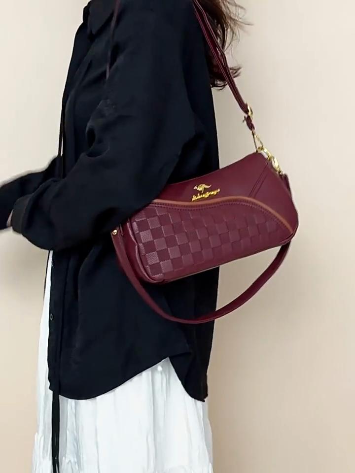 Single Shoulder Messenger Bag Women's Stitching Contrast Color Women's Bag Middle-aged Lady Bag Light Bag