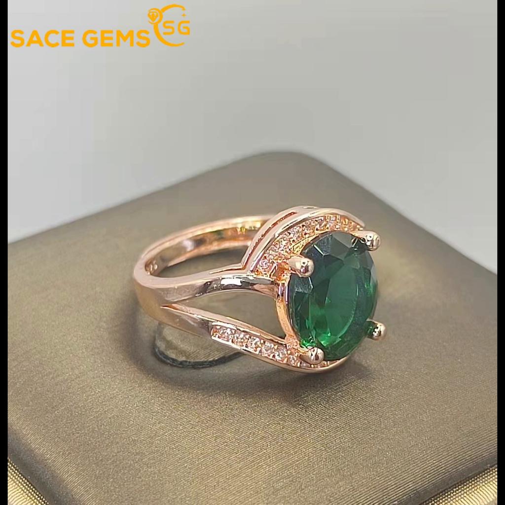 Sace Gems Bague en Alliage de Cuivre Zircon Vert Dames Mariage Promesse Fête Cadeau