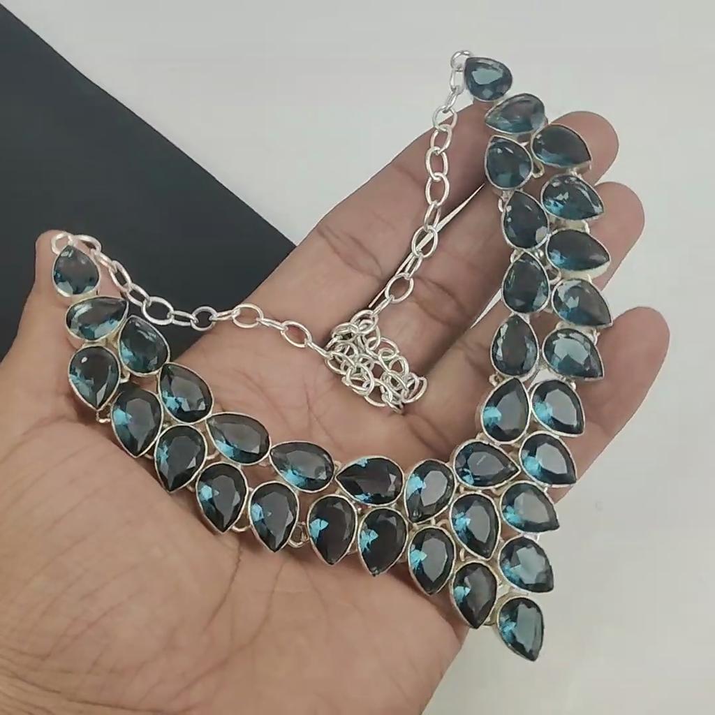 Beautiful indocolite Gemstone Handmade 925 Sterling Silver Necklace, indocolite Silver Necklace For Wife, Unisex Necklace, Birthday Gift For Love