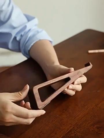 Portable Foldable Wooden Laptop Stand-Ergonomic 12° Adjustable Angle, Cooling Ventilation Triangular Design,Office Accessory