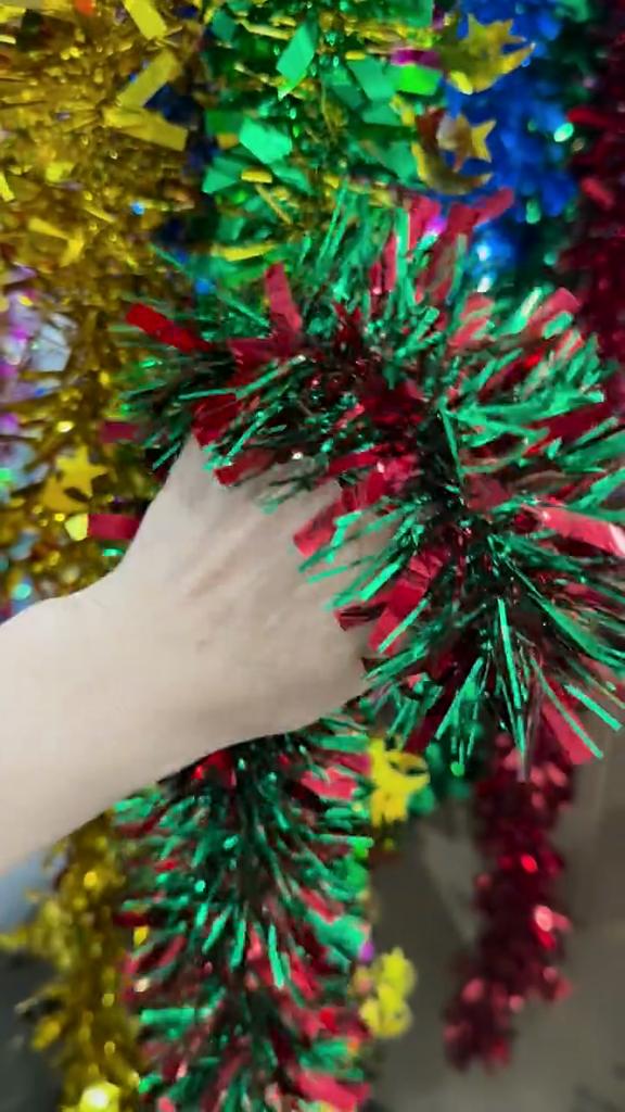 1/3/5Pcs 2M Christmas Strip Ribbon Red Green Tinsel Garland Xmas Tree Hanging Ornaments Home Decoration New Year Party Supplies