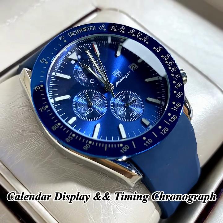 POEDAGAR Men Watch Fashion Sport Chronograph Silicone Quartz Watches Top Brand Luxury Waterproof Luminous Date Wristwatch