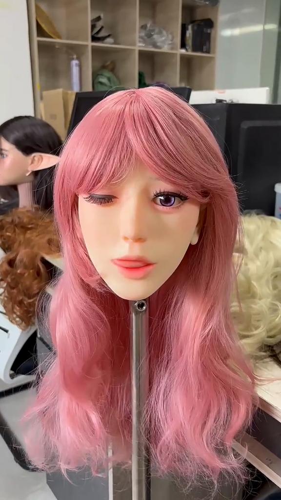 Hlava sexuální panenky pro dospělé Nahá Vynikající make-up Měkká hlava z TPE Vyřezávaná s ústy Orální sex Sexuální hračka pro dospělé muže