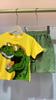 Boys' 2-Piece Cotton Set - Summer Cartoon Dinosaur Printed T-shirt + Shorts High - Quality Casual Outfit - 6M-5Y
