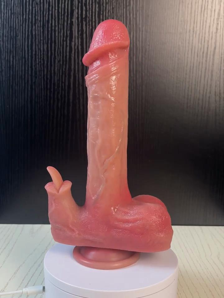 8.4" Heating Thrusting Vibrating Dildo, Tongue Licking Silicone Stimulator with Suction Cup, USB Rechargeable Remote Toy