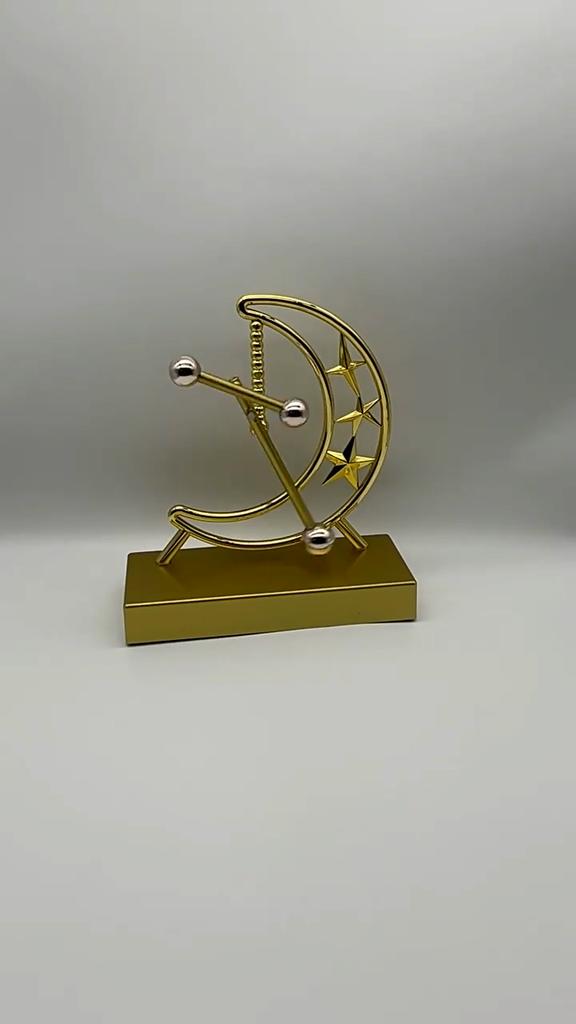 Golden Moon Magnetic Perpetual Motion Pendulum,Perpetual Motion Machine Kinetic Art Sculpture,Moon Pendulum Desktop Decor Model