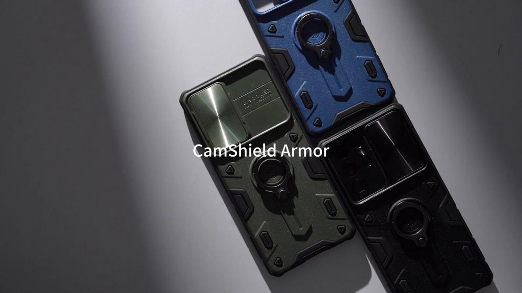 NILLKIN For iPhone 15 Pro Max Phone Cases CamShield Armor Case Ring Light With Stand and Phone Holder Back Cover