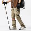 JAYSCE Unisex Cotton Convertible Cargo Pants Multi-Pocket Outdoor Hiking Trousers Detachable Shorts Elastic Waist