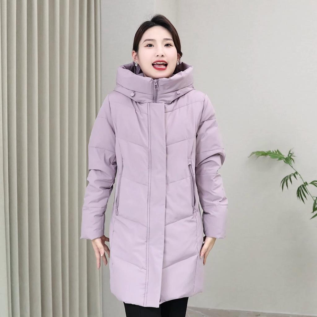 Plus Size Middle Age Women's Long Down Coats Winter Vintage Parkas Hooded Elegant Thick Warm Puffer Jackets Woman Outerwears