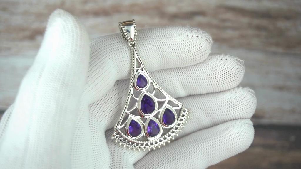Amethyst pendant for women, zivori 925 silver jewelry, purple gemstone pendant, gift for mom